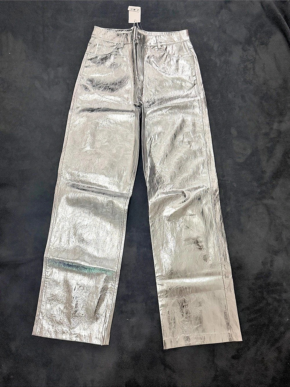 Mango l- Metallic Pants Silver Size 8 NWT